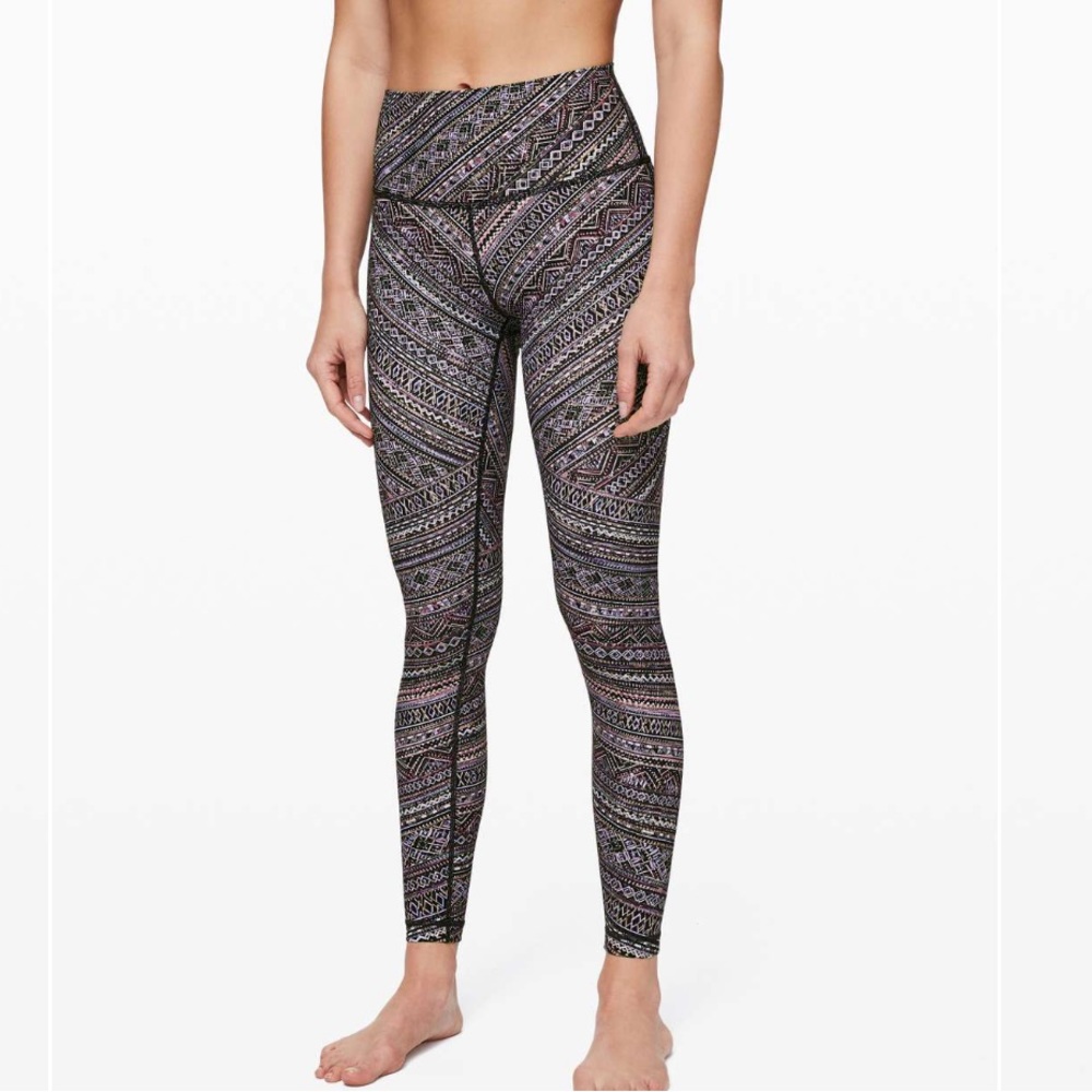 lululemon athletica Black & Purple Patterned High-Rise Leggings